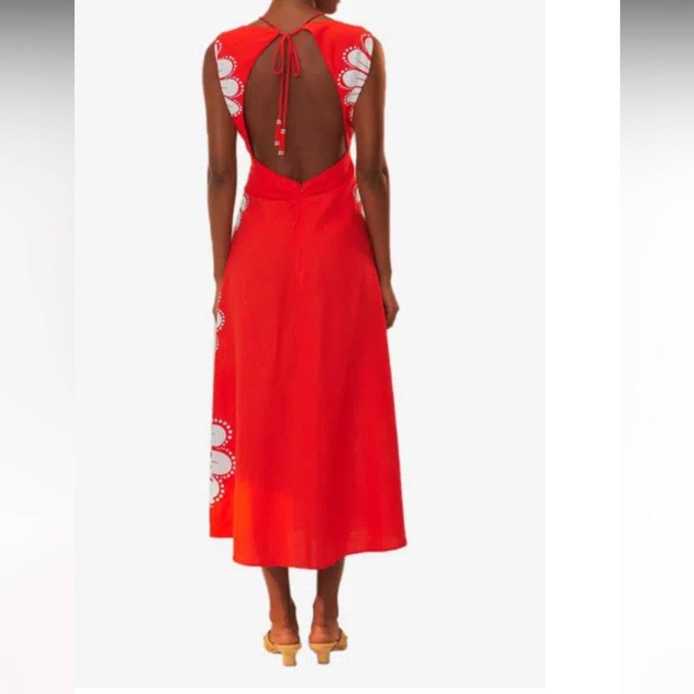 FARM Rio Red and White Floral Midi Dress - Picture 2 of 12